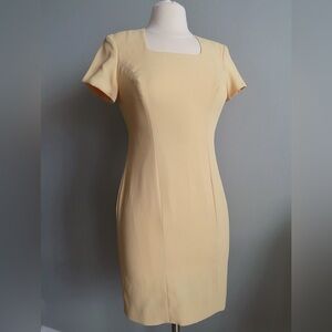 Liz Claiborn Petite Vintage Yellow classic dress with shoulder pads